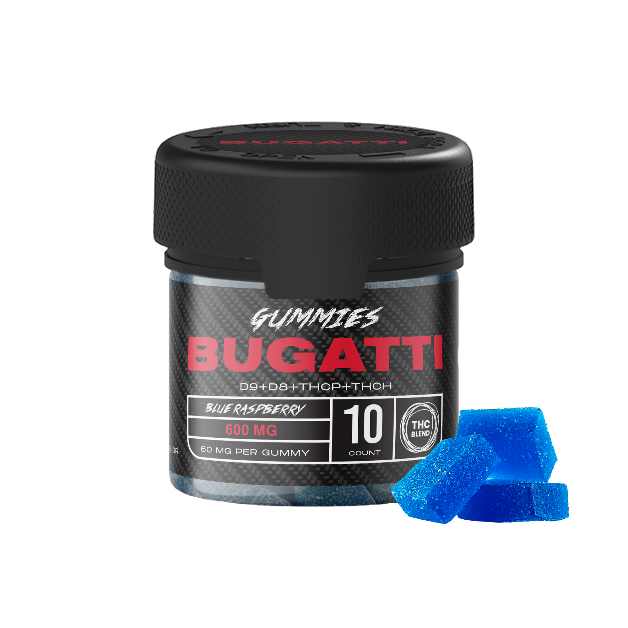 BUGATTI GUMMIES - 600MG - BLUE RASPBERRY 10PCS - MIXED BLEND