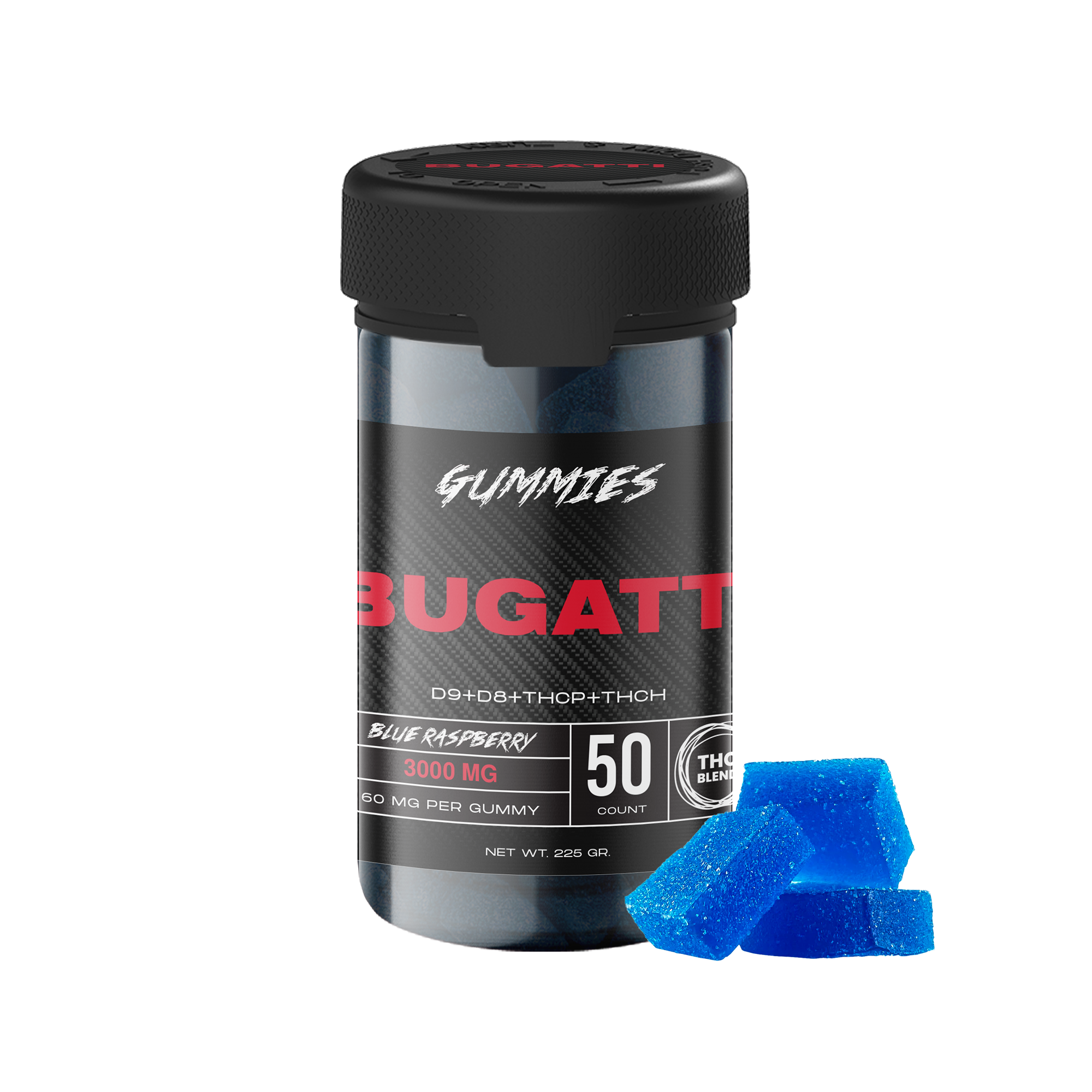 BUGATTI GUMMIES - 3000MG- BLUE RASPBERRY 50PCS - MIXED BLEND